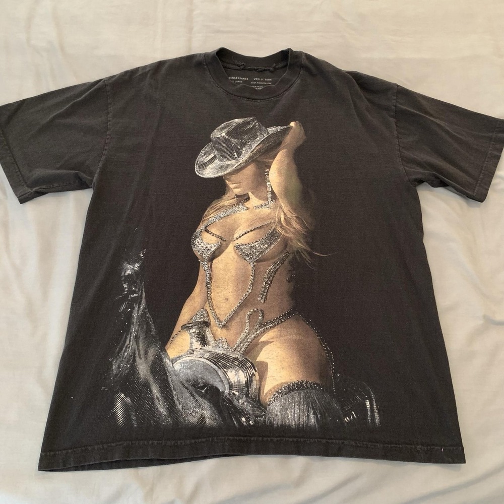 Beyonce Shirt Mens Large Black Renaissance World Tour Graphic Tee T-Shirt 2023